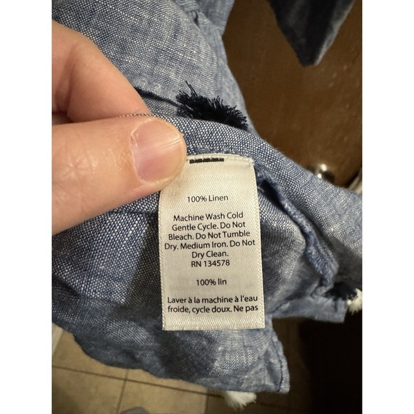 Vineyard Vines Womens Linen Chambray Tiered Tassel Dress/Coverup Size XS Carbon - Picture 10 of 10